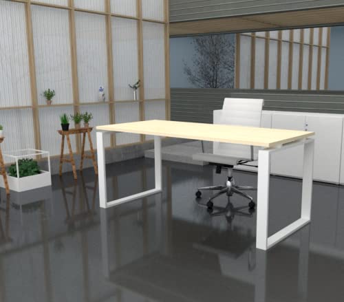 Oficit Mesa De Oficina Ideal Para Teletrabajo, Despachos, Sala De Estudios Y Ordenadores. Con Gran Amplitud Para Dar Mas Comodidad, Marco Cerrado Blanco. 140x80, Maple Oficit Mesa De Oficina Ideal Para Teletrabajo, Despachos, Sala De Estudios Y Ordenadores. Con Gran Amplitud Para Dar Mas Comodidad, Marco Cerrado Blanco. 140x80, Maple