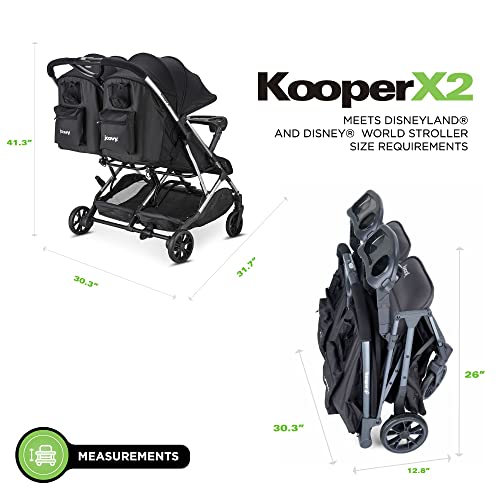 Joovy Kooper X2 Double Stroller, Lightweight Travel Stroller, Compact Fold with Tray, Black - Image 3