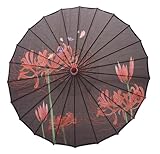 Schirm-003 - Sombrilla tradicional asiática con motivos florales – Paraguas chino y japonés para fiestas, sesiones de fotos, diámetro 80 cm, longitud 56 cm, 003-2 negro, L