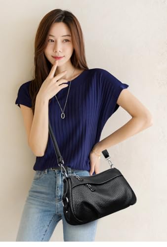 Bolso bandolera de cuero para mujer, bolso cruzado de hombro y mano miniatura 2