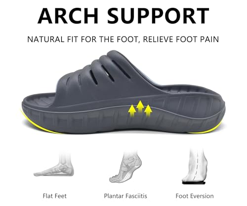 Image of GPOS Mens Sport Recovery Sandals Plantar Fasciitis Thick Cushion Slides Sandals Lightweight Comfort Orthotic Slippers