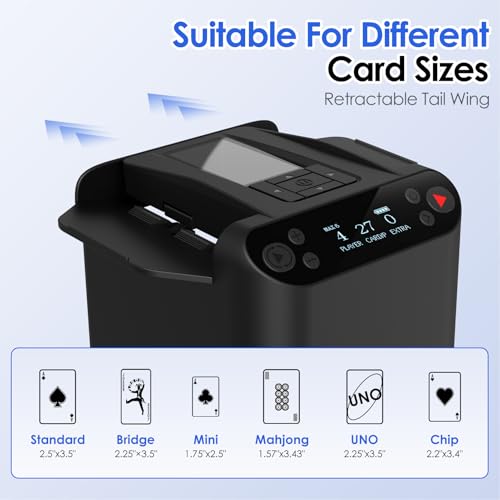 Automatic Card Shuffler and Dealer 2-in-1 with Extra Gift 100PCS Poker Set and Casino Felt - Support 12 Players, 4 Drawing Remotes, Built-in Gameplays, 360°/180° Deal, 2 Decks for Poker, Phase 10 — view 6