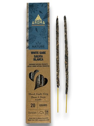 HOSTENATURA Incienso Orgánico Natural Aroma Nature - Hecho a Mano - Sin Productos tóxicos - Sin crueldad Animal (Salvia Blanca)