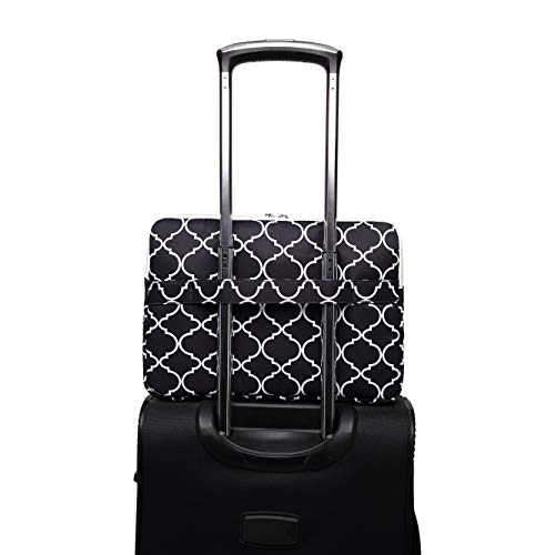 Canvaslife Black Four Petals Style Pattern 360 Degree Protective 13 Inch Canvas Laptop Sleeve With Pocket 13 Inch 13.3 Inch Laptop Case #TOP4