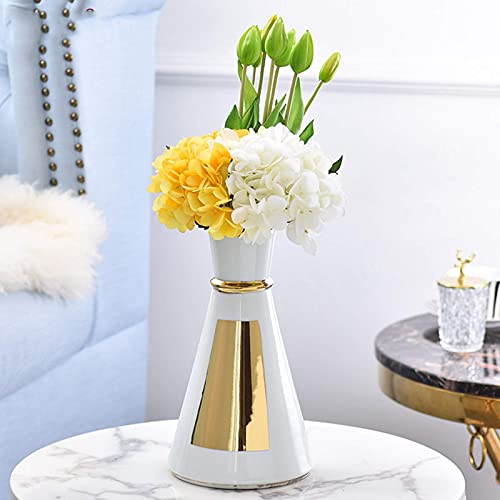 Modevaas, Conische Keramische Vaas Hotel TV-meubel Vaas Hydrangea Tulpenvaas Kleine Fles Mond Stabiele Vaas, Hoogte 16,5/19,5 cm (Grootte: 19,5 * 19,5 * 22 cm, Kleur: Wit) - Afbeelding 3