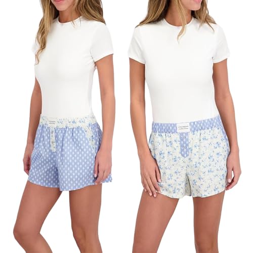 Image of Lucky Brand Women's Pajama Bottoms - Ultra-Soft 2 Pack Sleep and Lounge Sweat Shorts, Cortos de Pijama para Mujer