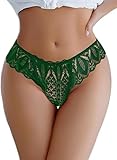 Avidlove Womens Underwear Sexy Lace Panties Criss Cross Thong Bikini Breathable Low Rise Lingerie Panties Green L