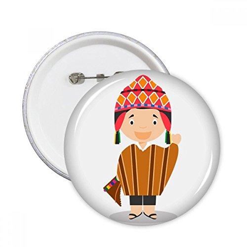 Badge rond Pérou multicolore M haute définition bouton décoration 5pcs