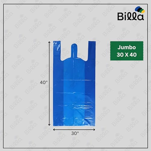 Image of BILLA 5 Jumbo Garbage Bags 30x40 Inch | Heavy-Duty 120 Micron | Large Blue Plastic Carry Bags for Packing & Storage | Big Polythene Dustbin Covers for Home Shifting | Jumbo Trash Bags |5 Pieces