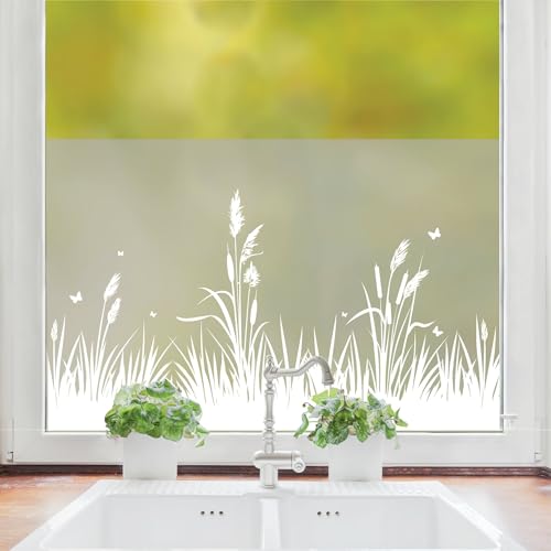 Sichtschutzfolie Schilf maritim Fensterfolie Fensterdeko Milchglasfolie,...