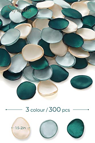 Serwalin 300Pcs Silk Rose Petals Flower Petals For Weddings Proposal Green Gold Petals Flower Girl Petals For Christmas Aisle Flower Girl Basket Runner Bridal Shower Table Decor (3 Color Mixes) #TOP5