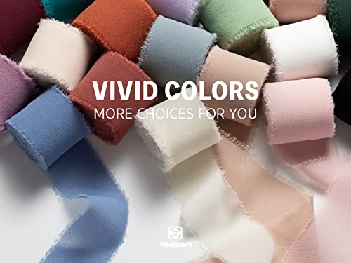 Vitalizart Light Nude Ribbon Chiffon Silk Ribbon 1.5" X 7Yd Handmade Fringe Ribbon For Gift Wrapping Wedding Invitations Bridal Shower Bouquets #TOP5
