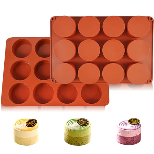2 PCS Round Silicone Moulds Silicone Cake Mold Chocolate Mold, Mini Cheesecake Molds Round Cylinder for Cake Pops, Candy Jelly, Chocolate Cookie, Bath Bomb Soap