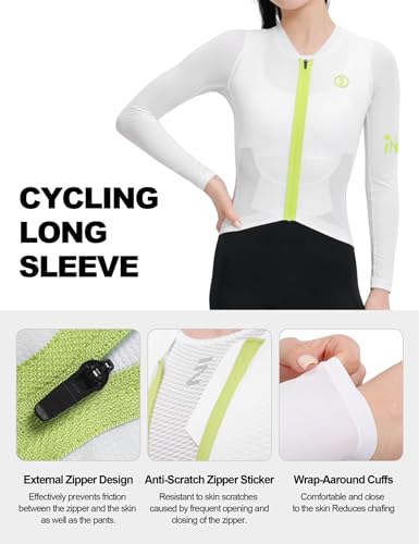 INBIKE Camisa de ciclismo feminina de manga comprida - Camiseta de ciclismo respirável, com zíper re