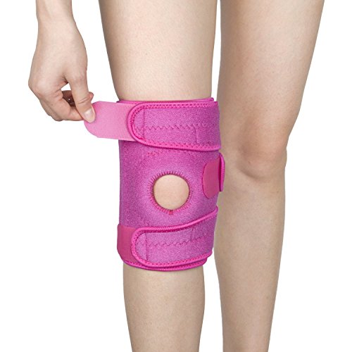 Ynport Knee Brace For Arthritis ACL Meniscus Outdoor Sports Lycra Spring Non-Bulky Best Open Patella Knee Protector Wrap Relieves Pain Symptoms(Pink)