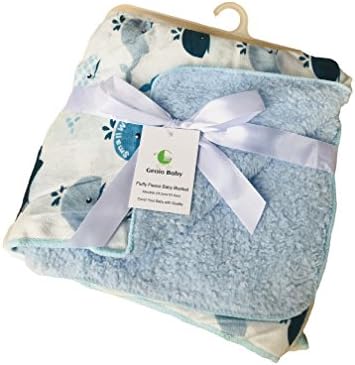 Genio Baby Sherpa Fleece Baby Blanket Unisex 30 x 40 Soft- Perfect for Swaddling and Strolling- Fluffy for Boys and Girls (Blue)