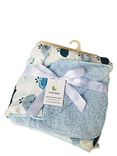 Genio Baby Sherpa Fleece Baby Blanket Unisex 30 x 40 Soft- Perfect for Swaddling and Strolling- Fluffy for Boys and Girls (Blue)