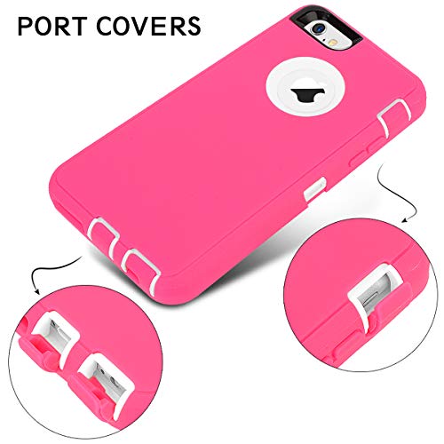 Maxcury With Iphone 6 Case Iphone 6S Case Heavy Duty Shockproof Series Case For Iphone 6/6S (4.7")-V2 With Built-In Screen Protector Compatible With All Us Carriers - Rose/White #TOP3