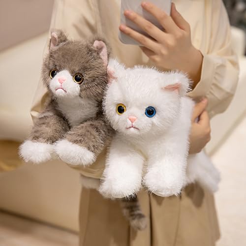 Image of PEACH CAT Cat Stuffed Animal 12 inch Realistic Kitten Plushies Soft Plush Toys Gifts for Kids White