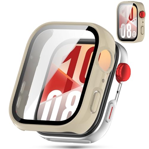 AIYYXX For Huawei Watch Fit 4 �P�[�X 3D ���p�G�b�W �����^ PC+�K���X�f�� ��̌^ �t�@�[�E�F�C�E�H�b�`�t�B�b�g4 �P�[�X �Ή� �����ߗ� �L�Y�h�~ �w��h�~ �ȒP�Ɏ��t���E�� �S�ʕی� �J�o�[�i�A�C�{���[�z���C�g�j