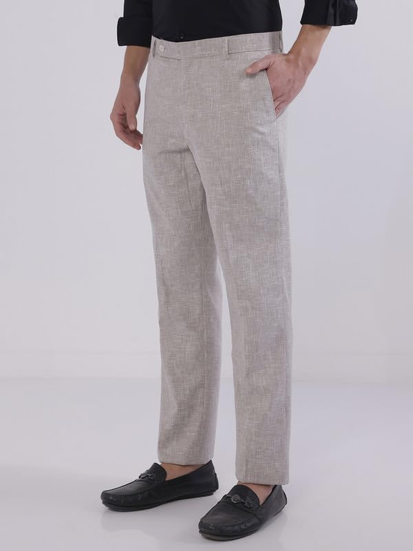 Image of TAHVO Men's Slim Fit Linen Tailored Trousers