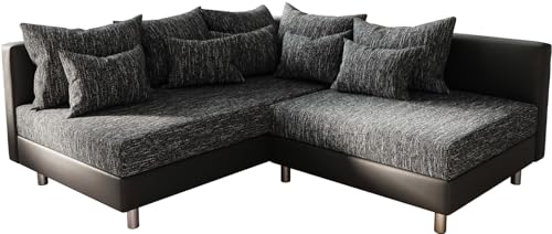 DELIFE Eckcouch Clovis Schwarz Ottomane Links Ecksofa Modulsofa
