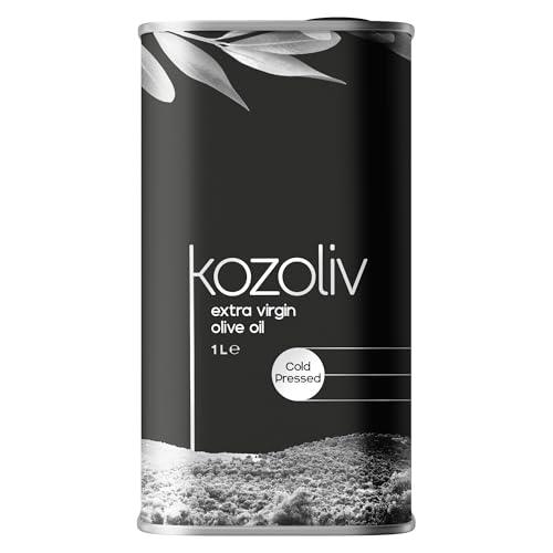Kozoliv Cold Pressed Extra Virgin Olive Oil 1 L | Premium Natural Olive | Turkiye Ayvalik | Estate Grown | Low Acidity & Antioxidant-Rich | Salad and Dressing | Zeytinyagi | زيت زيتون بكر ممتاز