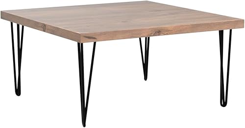 Miniatura 5 de Warmaxx Mesa de centro cuadrada de madera de pino recuperada, 27 x 27 x 15 pulgadas de alto, de madera rústica maciza, para sala de estar, mesa