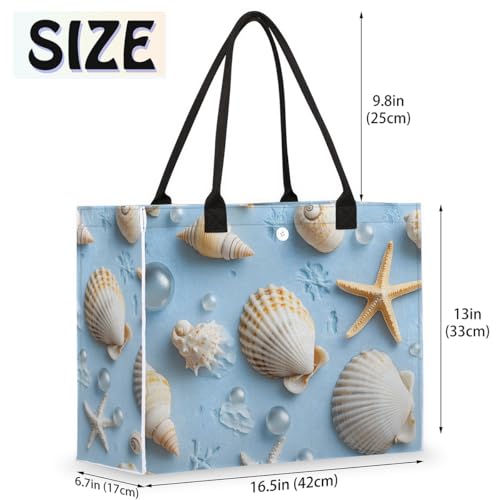 Shell Pearl Starfish Tote Bag for Women Large Beach Bag Reusable Tote Bags for Work Travel Beach Shopping2