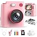 MYSTILUCK Kids Camera Instant Print, 1080P Instant Camera for Kids, Children Digital Cameras with 32GB Card & 3 Rolls Photo Paper, Christmas Birthday Gifts Toys for Boys & Girls Aged 3-12（Pink）