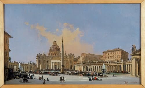 Lienzo Pared Benedizione Papale de Ippolito Caffi cuadro mural de 60x90cm