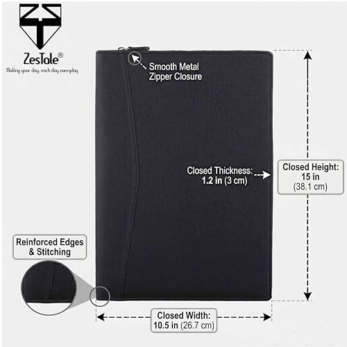 Image of ZesTale Professional Leatherette Material 2 Ring File Folders, Conference Folder| Certificate Document Folder | Certificates Folder | Leather folders for documents | Folders with 15 Leafs(200 Micron)