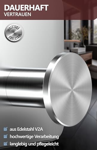 4smile Handtuchhalter ohne Bohren, Silber - 5 Stück Badezimmer Handtuchhalter, Klebehaken aus Edelstahl, moderne Haken für Bad, WC, Küche - Wasserfeste Haken selbstklebend, Handtuchhaken