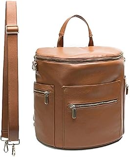 Leather Diaper Bag Backpack by Miss Fong, Diaper Backpack with Changing Pad,Wipes Pouch,Diaper