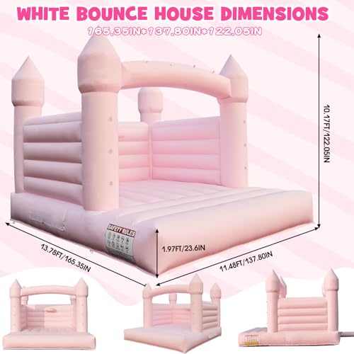 13.8FT White Bounce House Jump Castle for Kids, 100% PVC Indoor Outdoor Inflatable Bounce House, Heavy Duty 750W Air Blower Commercial Bounce House with 2 Balls, Self-Decorated for Party - Image 3