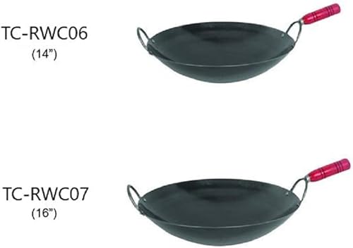 Miniatura 2 de Sartén wok de hierro de 14 pulgadas con mango de madera - Woks y sartenes para cocina china japonesa y cantonesa Sartén para freír woks