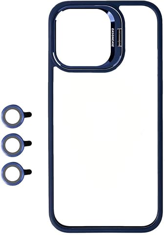 Zore Apple için uyumlu iPhone 15 Pro Max Kılıf Kamera Lens Korumalı Standlı Zore Klon Lensli Kapak Lacivert