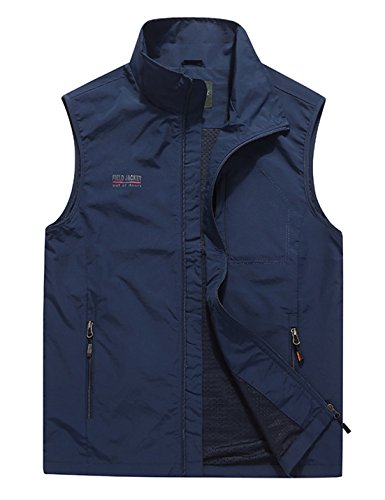 Gihuo Men's Casual Outdoor Lightweight Quick Dry Travel Vest Outwear (Blue, Medium)