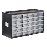 CRAFTSMAN Storage Organizer, 30 Small Drawer Modular Storage System, Easily Stackable, Plastic, Black, White (CMST40730)