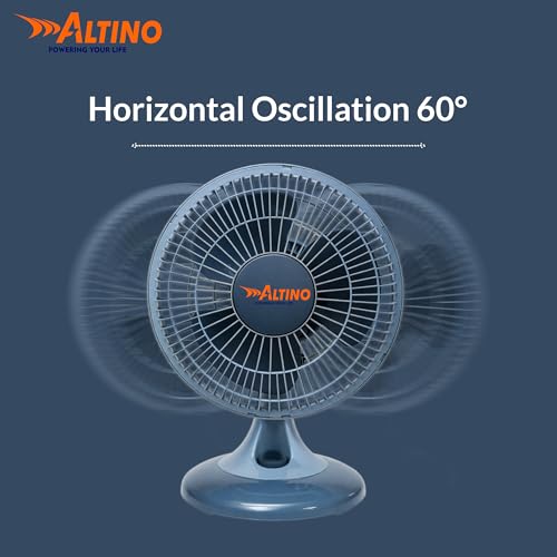 Image of Altino Premuim Powerful Oscillation Table Fan for Home & Office| High Air Delivery| Anti-Dust Decorative Star Rated Table Fan | 3 Speeds | Easy to Clean, 1 Yr Warranty (Black & Grey, 9 Inch)