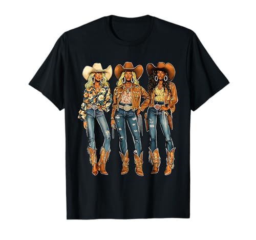 Negro Africano Americano Vaquera Western Country Texas Rodeo Camiseta