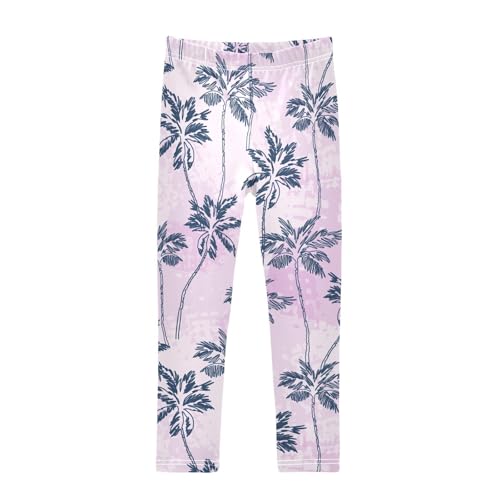Purpel Tropical Tree Girls Leggings,Workout Leggings for Girls Toddler Athletic Leggings Size for 3-10T