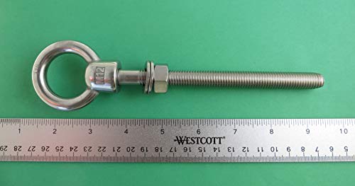 Image of US STAINLESS Stainless Steel 316 (Shape Type 307) M12 Lifting Eye Bolt 12mm x 140mm Marine Grade Pitch of 1.75