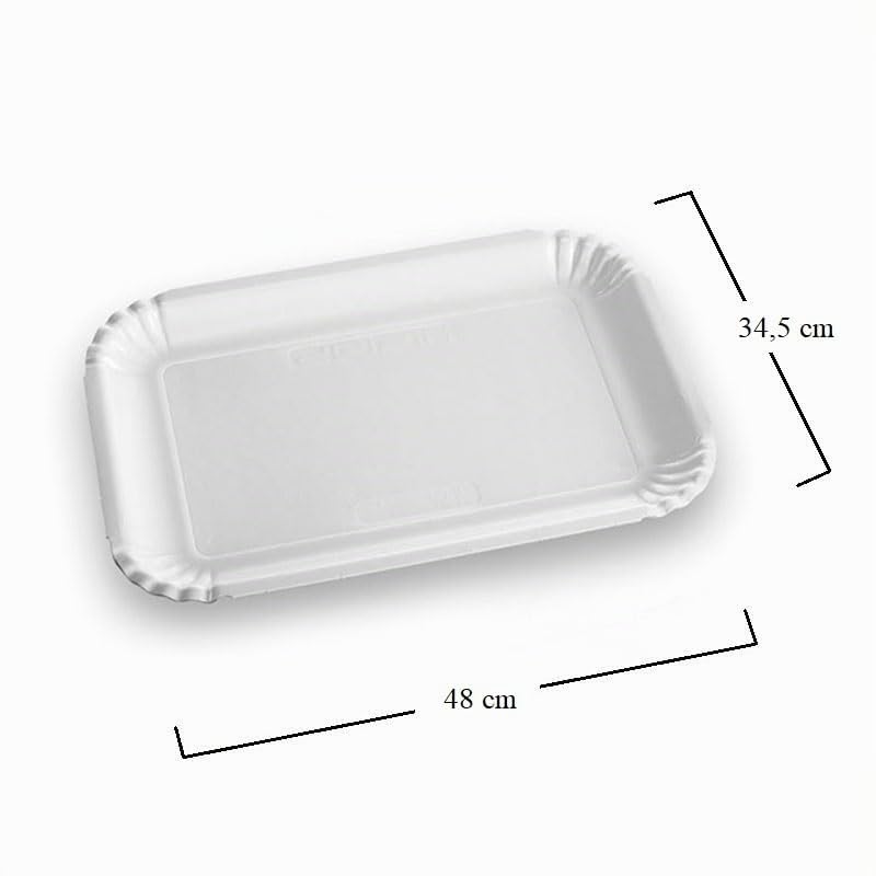 VIRSUS Vassoi per Pasticceria in Cartone POLITENATA BIANCO, (Misura 9) 48x34,5 cm, Navetta Monouso per Dolci, Pasticcini, Rustici, Torte, 10CF x 5Pz (50)