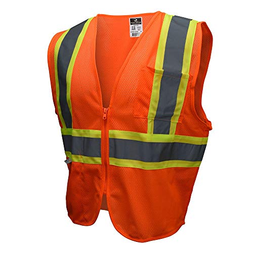 Image of Radians SV22-2ZOM-M Polyester Mesh Economy Class 2 High Visibility Zipper Closure Vest with Two-Tone Trim, Medium, Orange