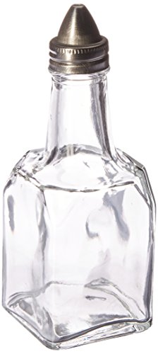 New Star Foodservice 22155 Glass Oil and Vinegar Cruet with Stainless Steel Top , Square, 6-Ounce, Set of 12