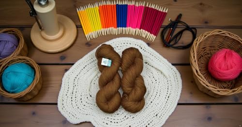 Image of M.G ENTERPRISE Brilon Brown (300 gm) Wool Hank Hand Knitting Wool /Art Craft Soft Fingering Crochet Hook Yarn, Needle Knitting Yarn Thread dye PC