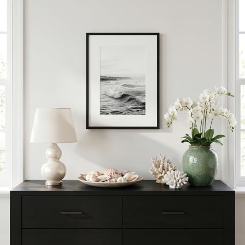 Image of Americanflat 12x18 Poster Frame with Polished Plexiglass - Streamline Collection - Thin Border Picture Frame for Wall Display - Hanging Hardware Included - Black