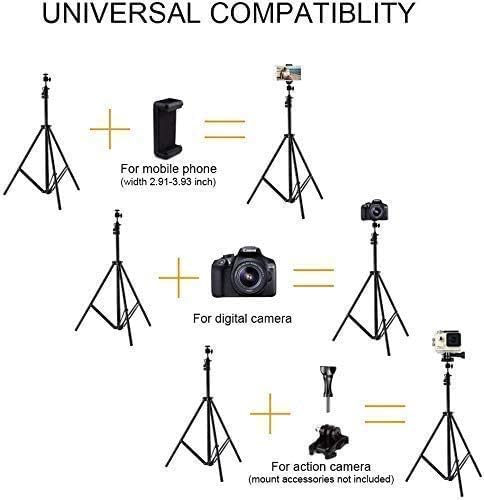 Image of 7 Feet Tripod Stand for Mobile & Camera (84 Inch) | Adjustable Height Lightweight Tripod with Universal Phone Holder | Ideal for YouTube, Reels, Vlogging & Live Streaming