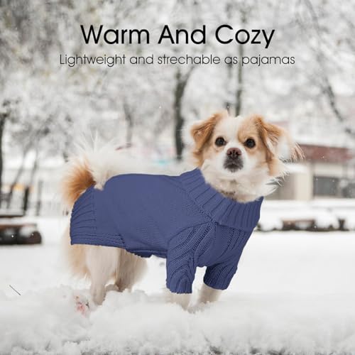 Image of Dog Sweaters for Small Medium Large Dog, Classic Turtleneck Pet Clothes Warm Thermal Doggy Winter Coat, Thick Double Knitting Collar Pullover Cold Weather Puppy Jacket for Indoor & Outdoor Wear